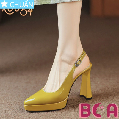 Giày nữ đẹp cao gót 9 phân RO654 ROSATA tại BCASHOP mũi nhọn, quai vòng sau kết hợp bề mặt bóng sang chảnh và cá tính