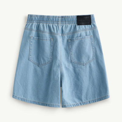 Quần Short Jean ROUTINE Nam Lưng Thun Trơn Ống Rộng Form Loose - 10S24DPS002 | LASTORE MENSWEAR