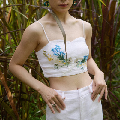 Quần Linen Thêu Tay Mơ PAN206 thời trang thiết kế Hity