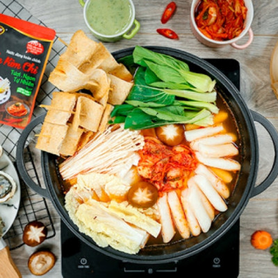 Combo 1 hộp (10 gói) Nước Dùng Lẩu Kim Chi Barona 180g tươi ngon chuẩn vị không cần nêm nếm