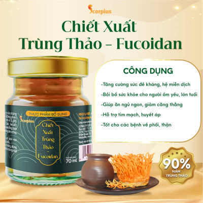 [LOẠI THƯỢNG HẠNG] Nước chiết xuất trùng thảo fucoidan SCORIUS 70ml bồi bổ sức khỏe