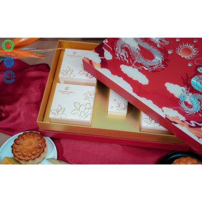 Hộp bánh trung thu Long Vân 1080g gồm 4 bánh (220g) - Thành Long - Tặng 1 hộp trà - Việt Nam