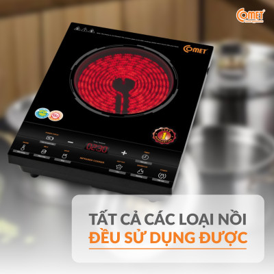 Bếp Hồng Ngoại Cảm Ứng Comet CM5536 – Hàng chính hãng - Công Suất 2000W, Mặt Kính Chịu Lực, Đa Chức Năng, Bảo Hành 12 Tháng