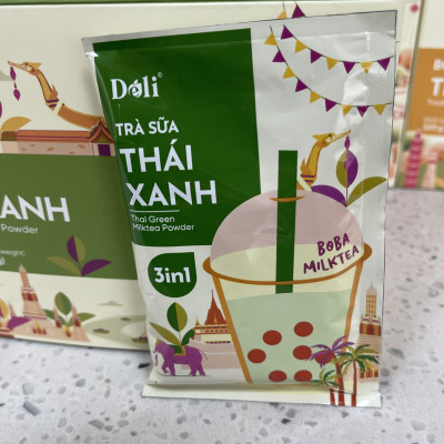 Bột trà sữa Thái xanh 3in1 Déli - Hộp 320gr (8 gói), pha chế trà sữa tiện lợi, nhanh chóng