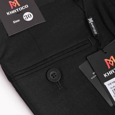 Quần tây nam Khatoco không ly màu đen xám (tặng vớ cao cấp)