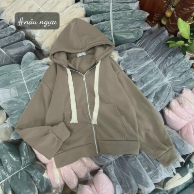 Áo khoác nữ nỉ form dài và fom lửng zip tay bồng vải nỉ ngoại có mũ nón 2 lớp form rộng hàng bao chất siêu hot-A2057
