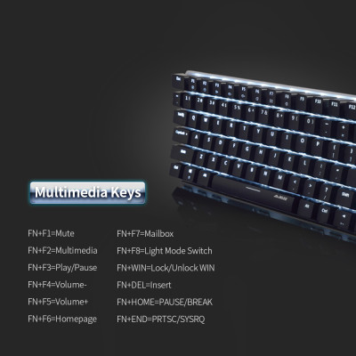 Bàn phím cơ Ajazz AK33 82 Phím BT & chế độ kép có dây USB Đèn nền đơn sắc phù hợp với văn phòng chơi game - Màu trắng (đỏ)