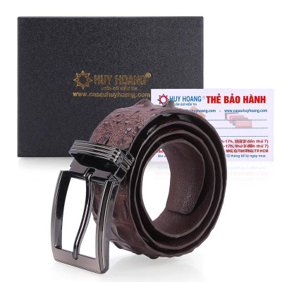 HP4234-4235-4769-4771 - Thắt lưng nam da cá sấu Huy Hoàng nguyên con 4P đầu kim màu đen, nâu đỏ, nâu đất, vàng