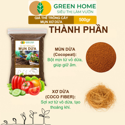 Mụn Xơ Dừa Greenhome, Sfarm, Bao 500GR, Đã Qua Xử Lý, Chuyên Trồng Rau, Hoa Màu, Dâu Tây, Cây Ăn Trái, Thủy Canh
