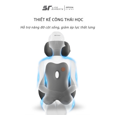 Combo Gối Tựa Đầu Và Tựa Lưng Ô Tô Tích Hợp Massage 6 Chế Độ, Gối Tựa Cao Su Non, Giảm Đau Mỏi Cổ Vai Cột Sống - Sairui