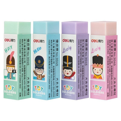 Tẩy hình vẽ chú lính chì Deli - Xanh lá/ Xanh dương/ Tím/ Hồng - 3045