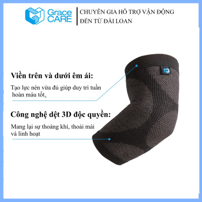Đai Bảo Vệ Khuỷu Tay Grace Care ED320 – Đan 3D Đàn Hồi, Giảm Đau, Hỗ Trợ Vận Động