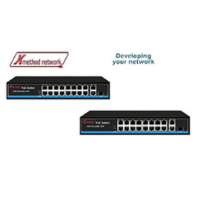 Bộ chuyển mạch 19 port unmanaged Ethernet Switch, 16 FE PoE, 2 Gigagit, 1SFP, 300w power supply - Xmethod Network - Hàng chính hãng 