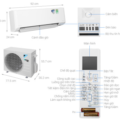 Máy lạnh Daikin Inverter 1HP FTKZ25VVMV- Hàng Chính Hãng-Giao Hàng Toàn Quốc