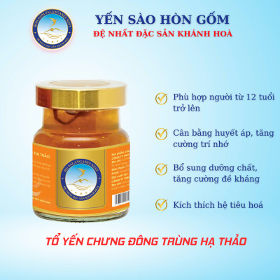 [Hộp 1 Hũ] Tổ Yến Sào Đông Trùng Hạ Thảo - Yến Sào Hòn Gốm Chính Hiệu Khánh Hòa - HGK NEST
