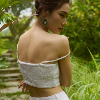 Áo Croptop Linen Thêu Tay Mơ TOP208 thời trang thiết kế Hity