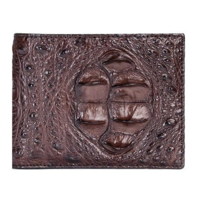 HC2241 - Bóp nam Huy Hoàng da cá sấu nguyên con màu nâu đất