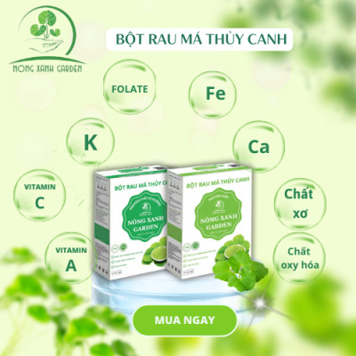 Nông Xanh Garden Combo 2 Hộp Bột Rau Má Thủy Canh Nguyên Chất + Nguyên Chất Có Đường Hộp 15 gói hòa tan uống liền, thanh nhiệt, làm đẹp 