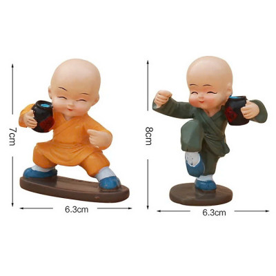 Combo 4 Chú Tiểu Múa Võ Túy Quyền Trang Trí Tủ Phòng Khách, Bàn Làm Việc, Taplo Ô Tô, Làm Quà Tặng GROFA - Chính hãng
