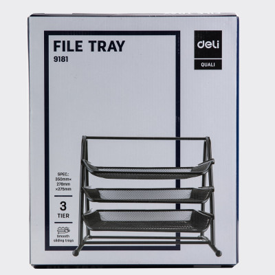 Khay Đựng Tài Liệu 3 Tầng Deli, Đen - E9181