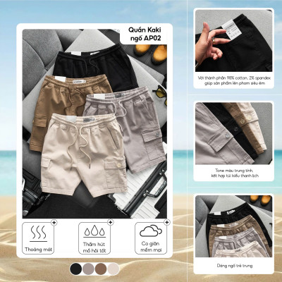 Quần short nam kaki lưng thun túi hộp thời trang, trẻ trung - FORMEN SHOP- FMPS254