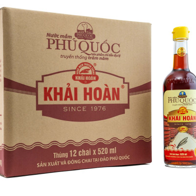 Nước mắm Khải Hoàn Phú Quốc 40-43 độ đạm 520ml thùng 12 chai thủy tinh