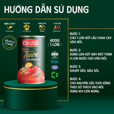 Combo 4 Lon Xốt Lẩu Chua Cay Cicook, Ngon Chuẩn Vị Không Cần Thêm GIa Vị 370g *4