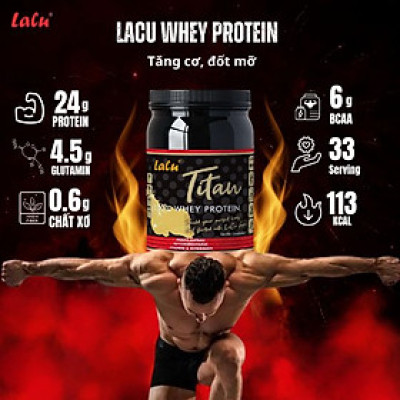 Bột đạm Lacu Whey Protein Vị vani Trọng lượng 1kg - Hỗ trợ tăng cơ đốt mỡ - Hàng chính hãng nhập khẩu nguyên hộp