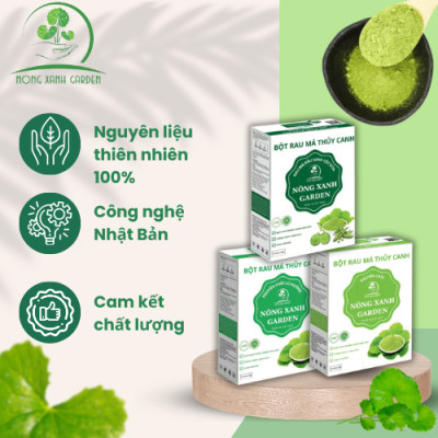 Nông Xanh Garden Combo 3 Hộp Bột Rau Má Thủy Canh Nguyên Chất + Có Đường + Đậu Xanh Cốt Dừa Hộp 15 gói hòa tan uống liền, dễ uống, thanh nhiệt, thải độc, làm đẹp da