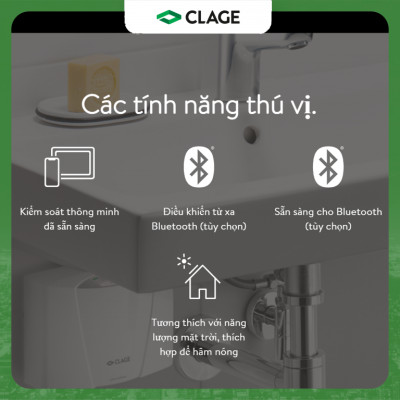 Máy Làm Nước Nóng Tức Thì CLAGE E-mini MCX6, Chống Giật, Điều Khiển Thông Minh Làm Nước Nóng Trực Tiếp - Hàng Chính Hãng