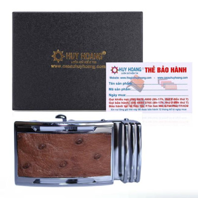 HC9421-22-23-24 - Đầu khóa da đà điểu Huy Hoàng da hột 4 phân đầu trắng màu đen, nâu đất, vàng bò, nâu đỏ