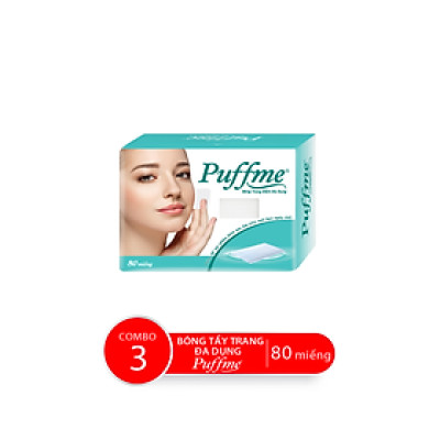 Combo Hộp Bông Tẩy Trang Đa Dụng PUFFME, 80 Miếng/Hộp