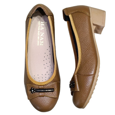 Giày Búp Bê Nữ Cao Gót HA NAM Da Bò Thật Thời Trang Cao Cấp 5cm GBBN2090