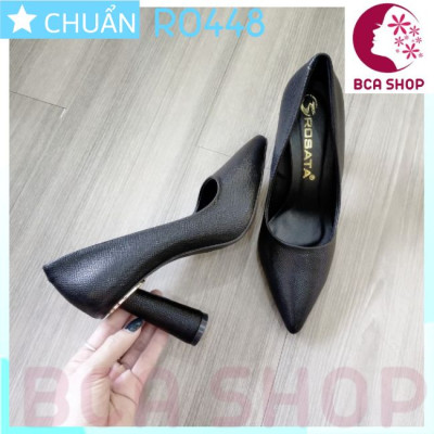 Giày cao gót nữ 8p RO448 ROSATA tại BCASHOP da vân nhám thời trang, gót trụ cách điệu - màu đen