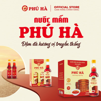 Nước mắm Phú Quốc Chỉ Dẫn Địa Lý Phú Hà 43 độ đạm - Hộp 6 chai 60ml