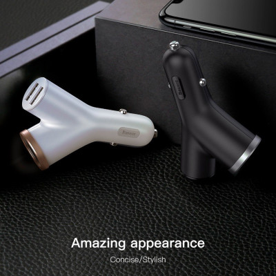 Bộ tẩu Baseus Y Type Dual USB sạc mở rộng 3 trong 1 dùng cho xe hơi 40W, 3.4A- Hàng chính hãng