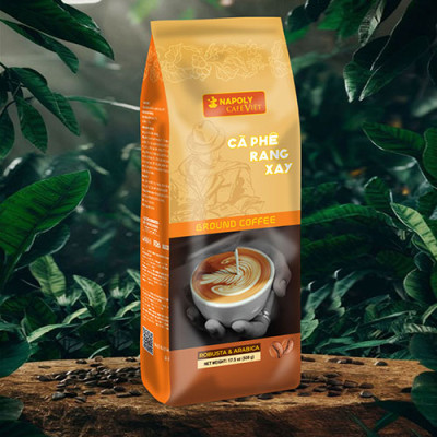 Cà Phê RANG XAY Napoly Coffee Robusta & Arabica Nguyên Chất, Rang Mộc, Đắng Dịu, Thơm Nồng Dành Cho PHA PHIN - Túi 500gr