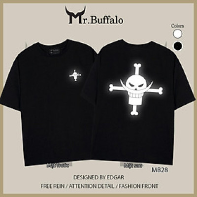 Áo Tay Lỡ Phản Quang Râu Trắng Onepice Mr.Buffalo unisex form rộng có big size MB28