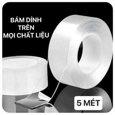 Băng Keo Nano 2 Mặt Trong Suốt Dài 5 Mét Siêu Dính, Có Thể Tái Sử Dụng, Độ dàn hồi cao - HENRYSA