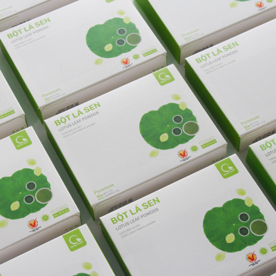 Bột Lá Sen Sấy Lạnh Nguyên Chất Quảng Thanh Hộp 45g  - Ngủ ngon, giảm mỡ máu, giảm cân, mát gan, mờ nám, tàn nhang, đẹp da