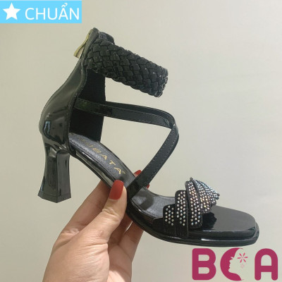 Giày công chúa 6 phân RO540 ROSATA tại BCASHOP hở mũi, quai ngang lấp lánh, quai ôm cổ chân và dây kéo phía sau