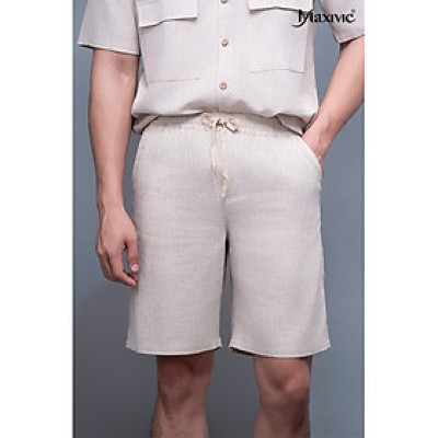 Quần nam linen be nhạt ngắn 