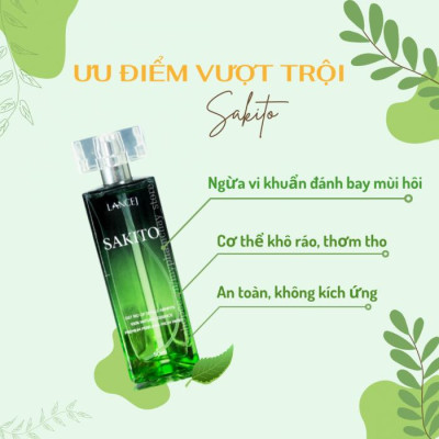 COMBO Xịt Khử Mùi Hôi Nách SAKITO 50ml & LARA CLEAR 40ml, Khử Mùi Toàn Thân, Ngăn Tiết Mồ Hôi